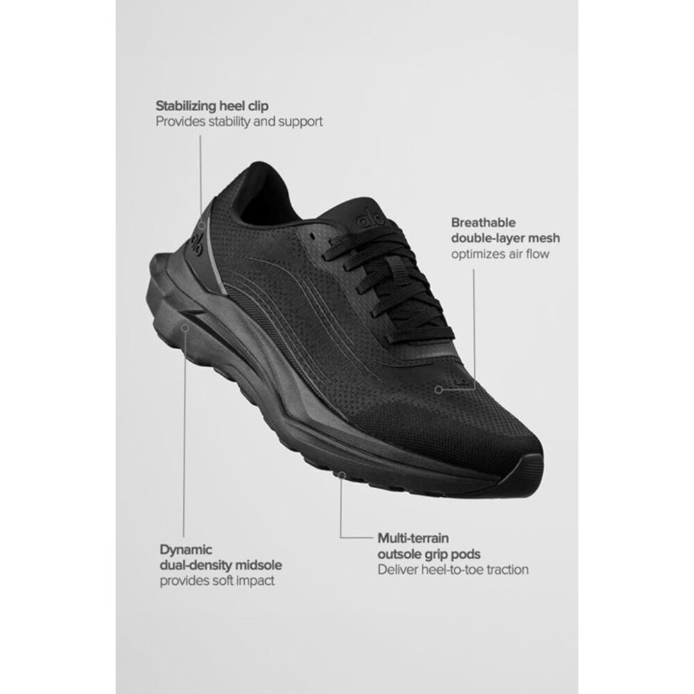 ALO RUNNER Black Running Shoe size 7 NWT